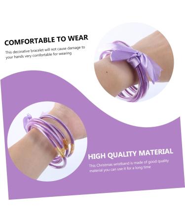 NUOBESTY 1pc Ribbon Glitter Bracelet Bowknot Jelly Bangle Glitter Bowknot Bracelets Pulseras De Mujer Jelly Bracelets for Girls Jewelry Bangles Purple Guitar String Gorgeous Resin Women's 7.5x7.5cm Purple - Buy Online on GoSupps.com