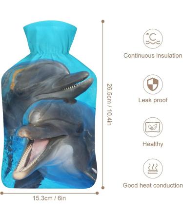Dolphin Hot Water Bottle with Plush Cover - Hand Warmer for Adults & Kids | 26.5x15.3cm - International Shipping Available - Buy Online on GoSupps.com