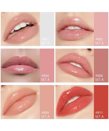 6Pcs Lip Oil Set - Moisturizing Lip Gloss for Long Lasting Waterproof Lip Color - Crystal Jelly Lip Tinted Liquid Lipstick for Girls and Women - Set A - Buy Online on GoSupps.com