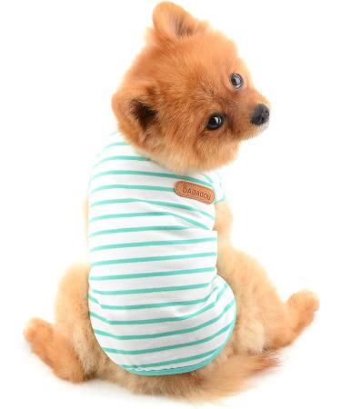 Shop Smalllee Lucky Store: Summer Striped T-Shirts for Small & Medium Dogs | Sleeveless Pet Apparel in Medium Green - Buy Online on GoSupps.com