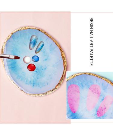 Resin Nail Art Palette Set - White and Blue | 2 Pieces Nail Gel Color Display Board with Gold Edge - Cosmetic Mixing Tools for Nail Painting - Buy Online on GoSupps.com