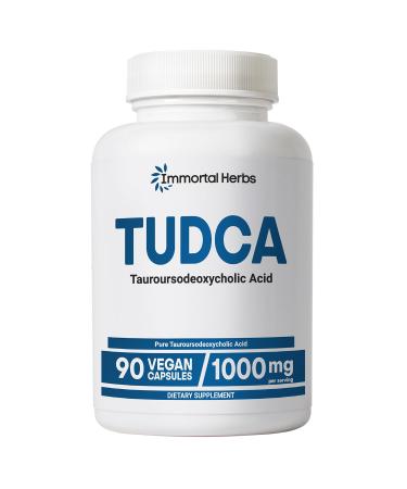 Immortal Herbs TUDCA Supplement 1000mg Tauroursodeoxycholic Acid Bile Salts 90 Vegan Capsules Non-GMO & Gluten Free Formula TUDCA Powder Capsules
