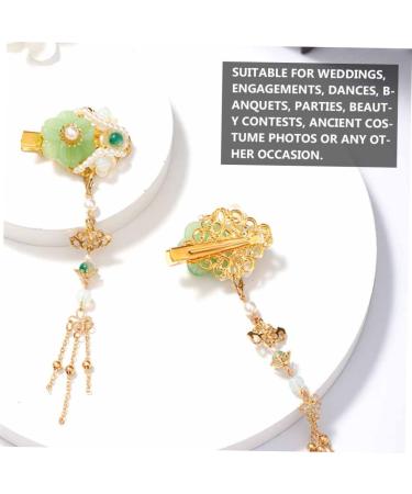 minkissy 2 Pairs tassel hair clip hair accessory for women womens barrettes for hair bride hair clip jeweled hair pins flower bridal hair pins chignon pin Chinese Hairpin Miss emerald pearl - Buy Online on GoSupps.com