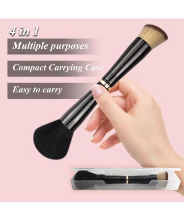 4 in 1 Travel Makeup Brush Set - Compact All-in-One Makeup Brush for Powder Blush Foundation & Eyeshadow - Black - Buy Online on GoSupps.com