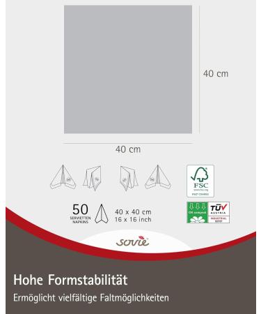 Buy Sovie Linclass Airlaid National Silver Napkins - 50 High-Quality Tearproof Disposable Napkins (40x40 cm) for Weddings & Parties - Buy Online on GoSupps.com