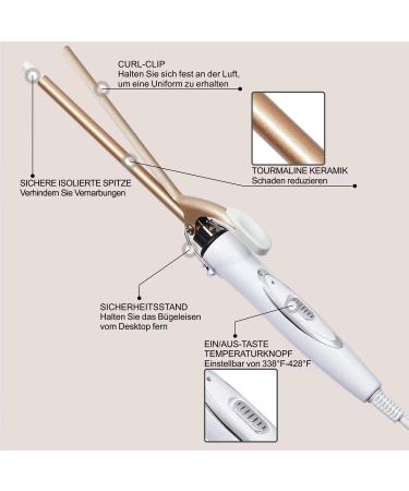 Reyke 9mm Mini Curling Iron - Professional Ceramic Adjustable 120-220 Fast Heating Includes Heat-Resistant Glove & Hair Clips for International Shipping - Buy Online on GoSupps.com