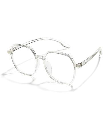 Cyxus Oversized Clear Square Blue Light Glasses Transparent Eyeglasses 06-clear 8108