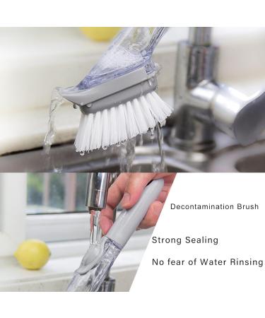 2 Pack Dish Sponge Scrubber Brush with Handle Soap Dispenser and 2 Dish Wand Refills Sponge Heads Silicone Dish Cleaning Brush Scrubber Set for Usage Kitchen Sink Pots Pans Dishes with 2 Hooks - Buy Online on GoSupps.com