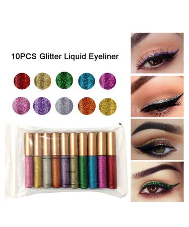 Waterproof Glitter Liquid Eyeliner Set - Shimmer Silver & Gold - Metallic Colorful Makeup - Buy Online on GoSupps.com