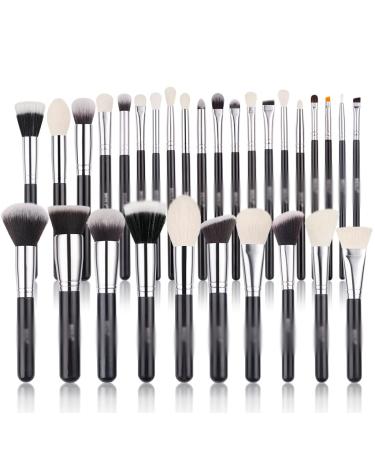 Buy Professional Black Makeup Brushes Set | Natural Goat Hair Foundation Powder Contour & Eyeshadow Brushes - International Shipping Available - Buy Online on GoSupps.com