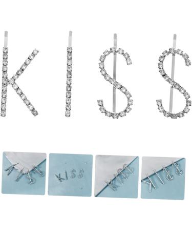 GAXIRE 1 Set kiss hairpin metal clip letter hair barrettes bling hair clips hair jewelry for women silver barrettes accessories for women crystal rhinestones child alloy - Buy Online on GoSupps.com