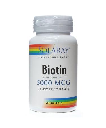 Solaray Biotin Natural Peach Strawberry Banana Flavor 5000 mcg 60 Lozenges