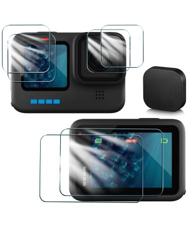 AAIOOEA Screen protector for GoPro Hero11 hero10 hero 9 black ultra transparent tempered glass 6 pieces TPE rubber lens Cap accessories