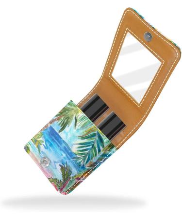 Buy Travel Lipstick Organizer Case - Portable Makeup Bag with Mirror | Tropical Retro Beach Flowers H442j1cscg - International Shipping Available - Buy Online on GoSupps.com