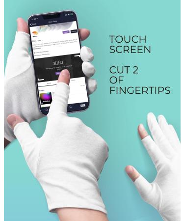 2 Pairs of Cotton Touchscreen Gloves - Moisturizing Night Gloves for Dry Hands - 100% Cotton Sleep Gloves Size M - Buy Online on GoSupps.com