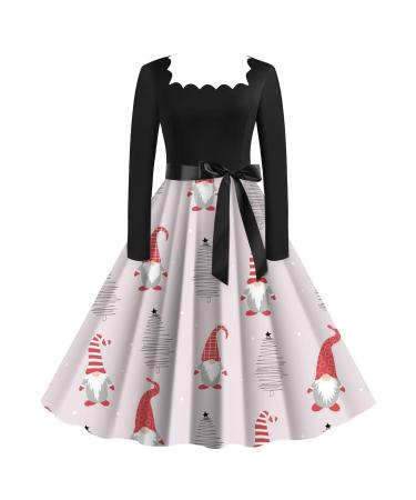 Hanxiulin Christmas dress ladies sweatshirt hooded sweater hoodie Christmas blouse dresses autumn winter narrow rock women autumn and winter new long -sleeved Christmas casual attractive pink xxl