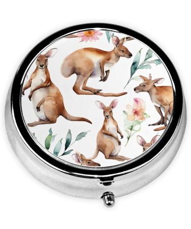 Funny Cartoon Kangaroo Mini Round Pill Box - 3 Compartment Travel Organizer for Medicine & Supplements - Buy Online on GoSupps.com