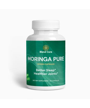 Blend Core Moringa Pure Antioxidant - Natural Moringa Oleifera - 800 MG - Supports Better Sleep & Healthier Joints 60 Veggie Capsules