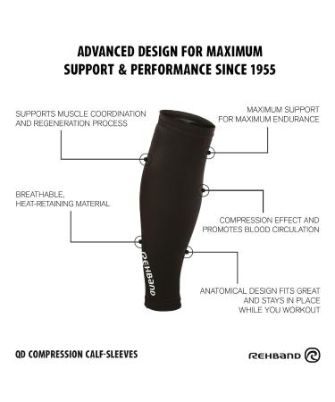 Buy Rehband QD Wade Compression Bandage | Black Calf Sleeves for Running Football & Hiking | XXL/XXXL Size - Buy Online on GoSupps.com