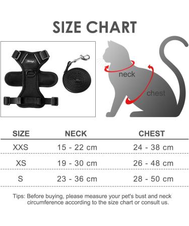 Breakproof Cat Leash Set & Adjustable Soft Kitten Vest - Reflective Stripes Black XS - Perfect for Small Kittens - Buy Online on GoSupps.com