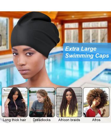 Amfun Extra Large Silicone Bathing Cap for Long Hair | Ideal for Dreadlocks Hair Extensions & Braids - Unisex Swim Cap - Buy Online on GoSupps.com