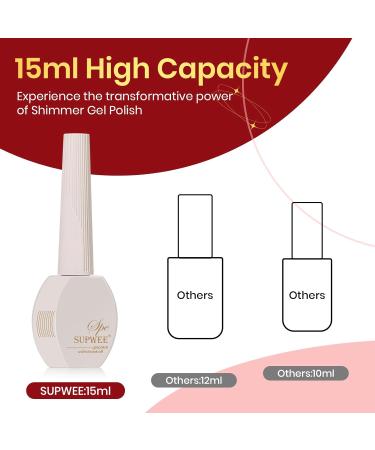 SUPWEE Glitter Gel Nail Polish 15ml Red Reflective Glitter Gel Polish Sparkly Shiny Gel Soak Off UV Gel Holographic Effect Gel for Nail Art Manicure Salon DIY At Home - Buy Online on GoSupps.com
