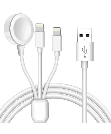 3 in 1 Watch and Phone Charger Cables, 4FT USB Multi Fast Charging Cord Compatible with Apple iPhone 14/13/12/11/Pro/Max/XR/XS/XS Max/X, iWatch Series 8/7/6/SE/5/4/3/2/1, Airpods and iPad Series