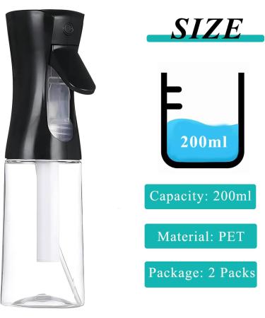 200ml Continuous Spray Bottles - 2 Pack Hairdresser & Plant Watering Sprayers - Ultra Fine Mist Safe for Hair Styling & Cleaning - Black & White - Buy Online on GoSupps.com