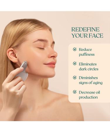 Dr. Pure Jade Stone Gua Sha Massage Tool - Stainless Steel Facial Tool for Face and Body Massage - Anti-Wrinkle Skin Care Set - Silver Guasha - Buy Online on GoSupps.com