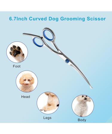Jiasoval 6 Up-Curved Pet Grooming Scissors Set for Dogs & Cats - Stainless Steel Safety Scissors for Hair Cutting and Trimming - Buy Online on GoSupps.com