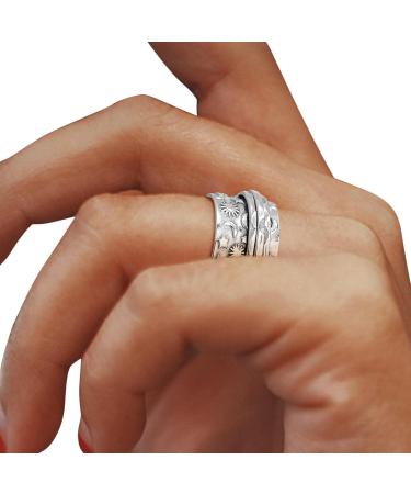 Spinner s Couple Relieving Stress Jewelry Spinner Sun and Moon | Stainless Steel Swivel Commitment Engagement Steel s for Teens Girls Znet-au - Buy Online on GoSupps.com