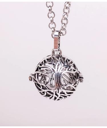 Tree of Life Aroma Diffuser Necklace - Silver-Plated Aromatherapy Pendant with Lava Stones | Perfect Gift for Mother Mother-in-Law Girlfriend - Buy Online on GoSupps.com