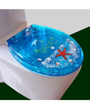 Soft Close Toilet Seat Round Slow Close Oval Toilet Seat with Metal Hinge for 17-Inch Toilets Silent Close Seashell Polyresin Printing Round Toilet Seat A Little Surprise - Buy Online on GoSupps.com
