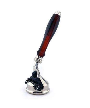 Shield shell replica razor and stand Premium wooden handle with triangular cartridge chrome -plated stainless steel holder Perfect for men wet shaving