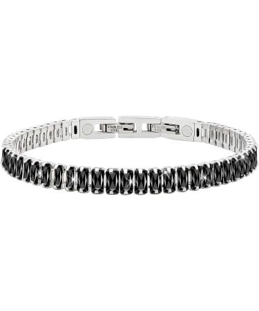 Jeroot Magnetic Tennis Bracelet for Women - Black Titanium Steel Weight Loss Bracelet with 5mm 5A+ Cubic Zirconia | Adjustable Fashion Jewelry Gift - Buy Online on GoSupps.com