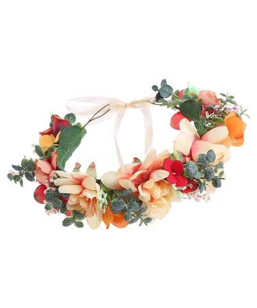 MAGICLULU Wreath Tiara Hair Bands Head Band Fall Garland Green Crown Headband for Girls Flower Girl Headpieces for Wedding Flower Headbands Flower Hair Accessories Autumn Miss