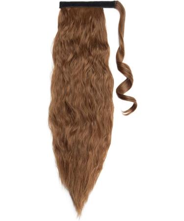 20 Inch Long Corn Wave Ponytail Clip in Hair Extensions - Light Brown Wrap Around Hairpiece for Women - Buy Online on GoSupps.com