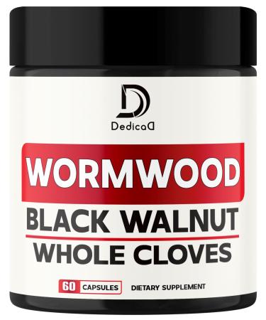 DEDICAD 12in1 Wormwood Capsules Black Walnut Cloves, Ginger, Turmeric Curcumin & Black Pepper - Immune System - 60 Capsules