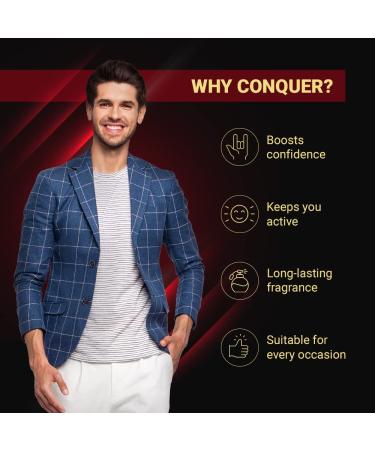 Conquer Eau De Parfum Men 50ml | Long Lasting Perfume for Men | Premium Luxury Fragrance Scent | Aromatic Blend of Woody & Spicy Fragrance | Suitable for Every Occasion - Buy Online on GoSupps.com