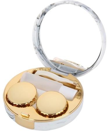 Verdant Touch Marble Pattern Contact Lens Box - Portable Eye Care Kit for Soaking & Storage - Multicolored Plastic Container - Buy Online on GoSupps.com