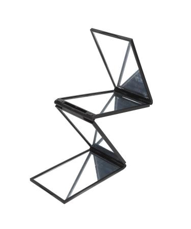 4 Panel Expandable Mirror 360 Degree Handheld Desktop Portable Foldable Makeup Mirror for Self Hair Cutting (Black)