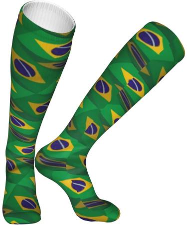 Brazil Flag 3D Art Compression Socks for Men & Women | 15-20 mmHg Support for Running & Cycling - Buy Online on GoSupps.com