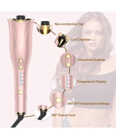 Auto Hair Curler - Automatic Curling Iron Wand with Rotating Barrel 4 Temps & 3 Timer Settings - Dual Voltage Fast Heating Gold - Buy Online on GoSupps.com