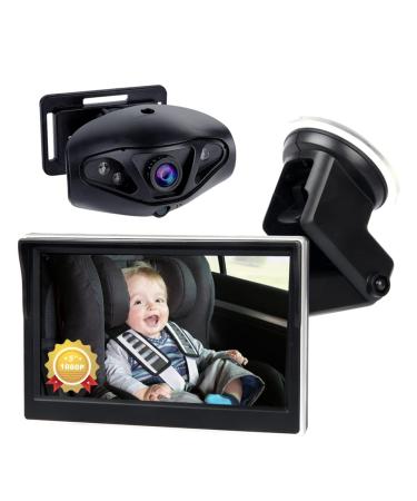 Baby Car Mirror 1080P Baby Car Camera Monitor with Night Vision 5 Inch Safety Rear Facing Car Seat Mirror with Wide View Car Baby Monitor with Camera Baby Must Haves for Newborn