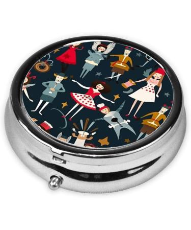 Portable Women's Nutcracker Ballet Pill Box - Round Mini 3-Compartment Design for Travel - Perfect for Small Pills - Black - Buy Online on GoSupps.com