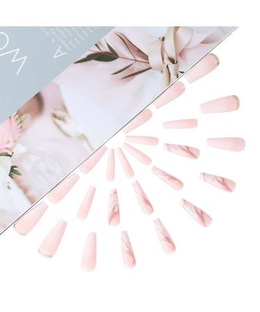 Brishow Long Ballerina Press On Nails - 24 Pink Gradient Acrylics with Gold Foils for Women & Girls - Buy Online on GoSupps.com