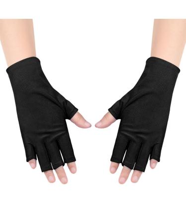 Tcasener manicure gloves UV Shield gloves UV protection-fingerless gloves nail polish beauty accessories protect your hands from LED lights (black)