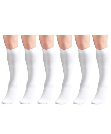 Surgical Stockings 18 mmHg Compression for Men and Women Knee High Length Closed Toe White 3X-Large (6 Pairs) 3X-Large White