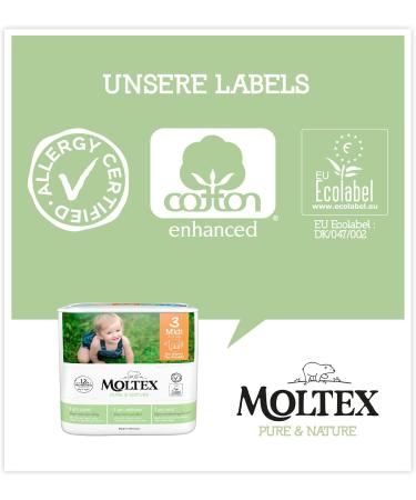 Buy Moltex Pure & Nature Eco Diapers Size 3 Midi - 132 Organic Diapers (4-10 kg) | Monthly Box | Eco-Friendly Shipping Worldwide - Buy Online on GoSupps.com