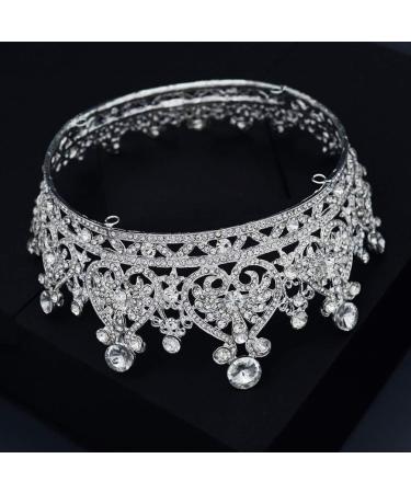 FRCOLOR Rhinestone Crystal Crown Tiara - Elegant Bridal Hair Accessories for Weddings Pageants Birthdays & Proms (Silver) - Buy Online on GoSupps.com